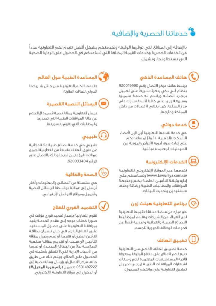 فئات برنامج بلسم للضمان الصحي التعاوني